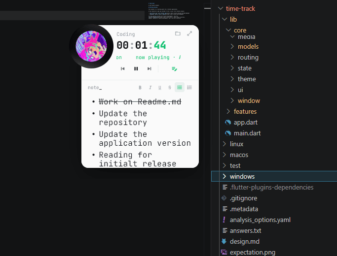 trackr_ running in its compact minimize mode